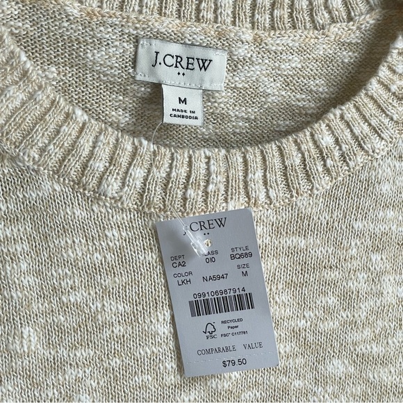 J. Crew Light Khaki Oatmeal Tan Cream Knit Pullover Size M - Picture 4 of 7